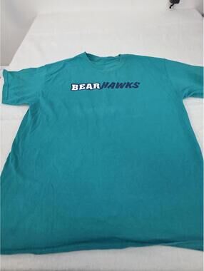Isaac Bear Bear Hawks Graphic T-Shirt Teal Adult L